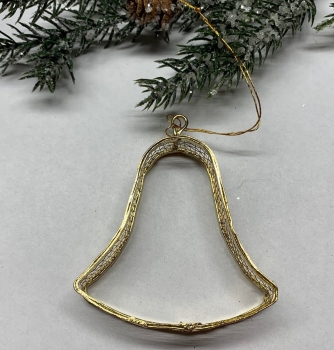 Dekoanhänger aus Metall-Gitter, Glocke gold